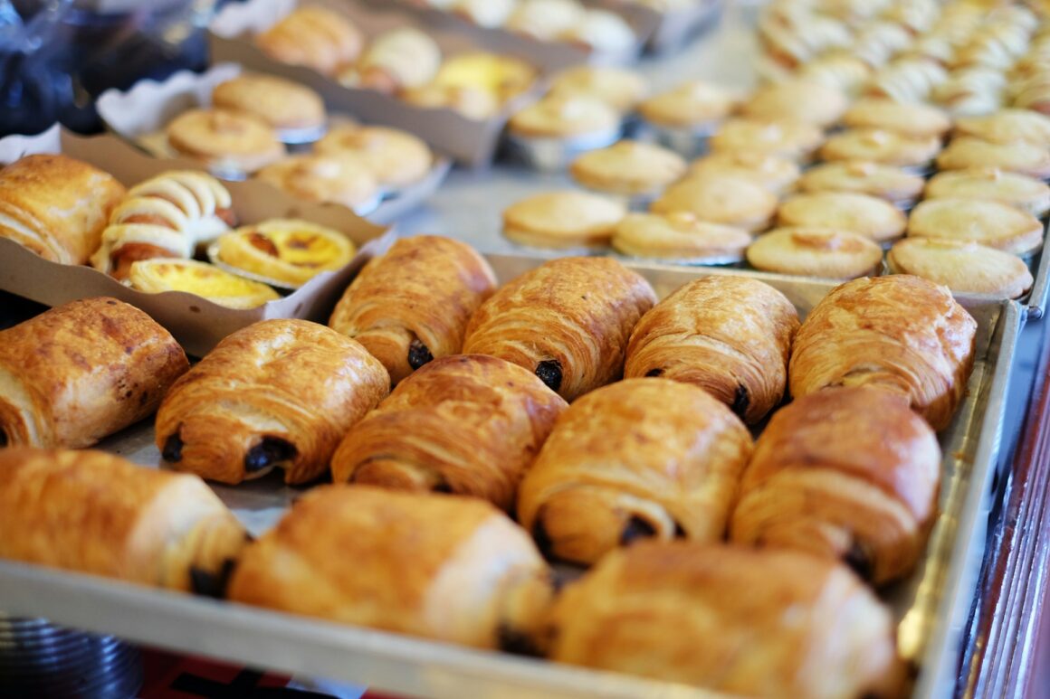 breakfast items like muffins and croissants